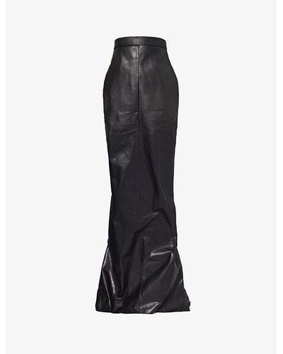Rick Owens Pillar High-rise Slim-fit Leather Maxi Skirt - Black