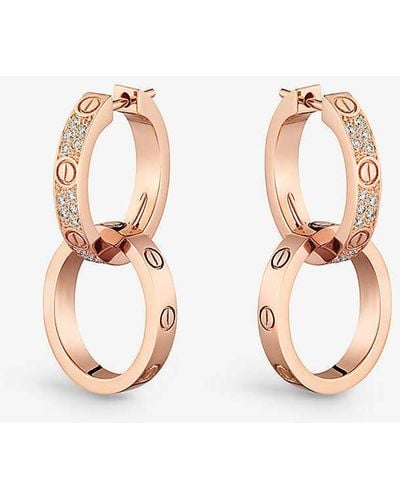 Cartier Love 18ct Rose-gold And 0.13ct Diamond Hoop Earrings - Metallic