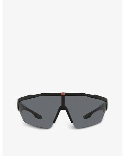 Prada Linea Rossa Ps 03xs Shield-frame Nylon Sunglasses - Black