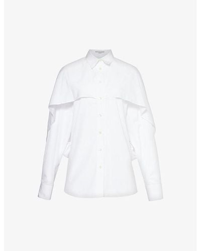 Stella McCartney Cape-overlay Relaxed-fit Cotton-poplin Shirt - White