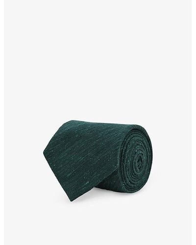 Reiss Giotto Texture-weave Silk-blend Tie - Green