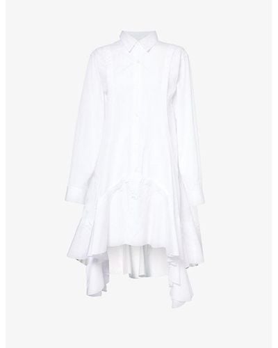 Comme des Garçons Long-sleeved Asymmetric-hem Cotton Shirt - White