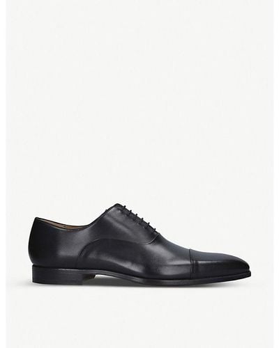 Magnanni Toe Cap Leather Oxford Shoes - Black