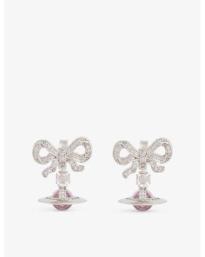 Vivienne Westwood Octavie Recycled Silver And Cubic Zirconia Crystal Earrings - White