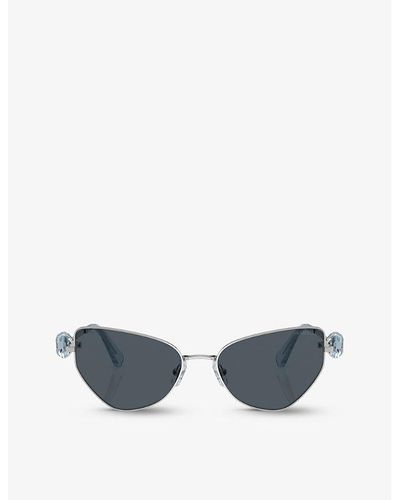Swarovski Sk7003 Irregular-frame Metal Sunglasses - Blue
