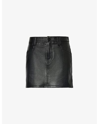 PAIGE Tarra Mid-rise Faux-leather Mini Skirt - Black