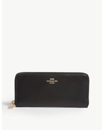 COACH Ladies Black Leather Zip-around Wallet