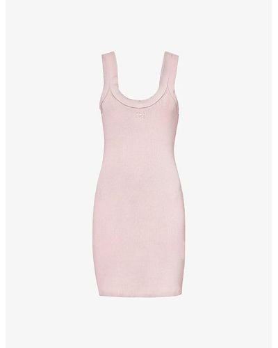 Alexander Wang Brand-embossed Slim-fit Stretch-cotton Mini Dress - Pink