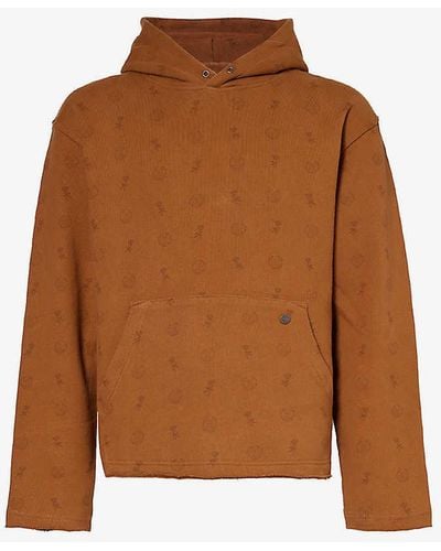 Honor The Gift Brand-print Relaxed-fit Cotton-jersey Hoody X - Brown
