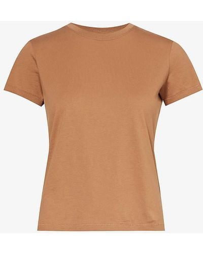 FRAME Rib-trim Slim-fit Cotton-jersey T-shirt - Brown