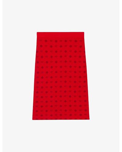 Claudie Pierlot Melange Logo-pattern Knitted Skirt - Red