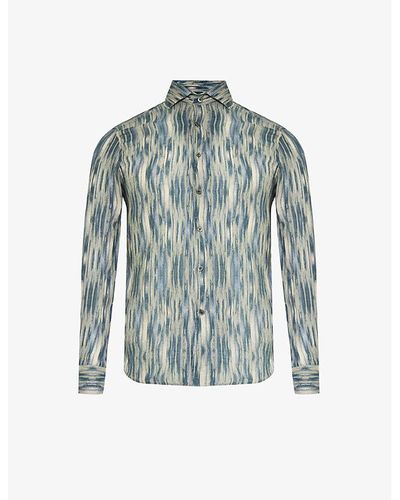 Corneliani Patterned Regular-fit Linen Shirt - Blue