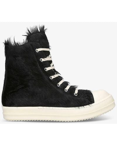 Rick Owens Serrated-sole Pony-hair High-top Trainers - Black