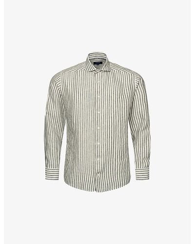 Eton Striped Regular-fit Linen Shirt - Grey