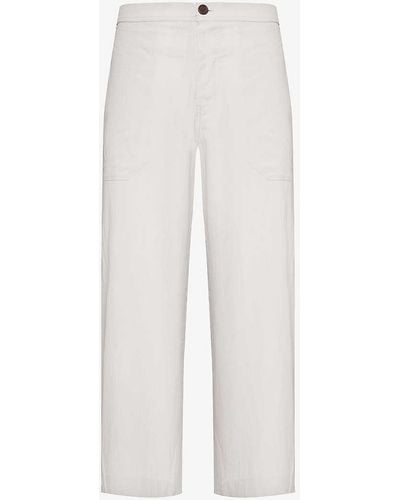 Marané El Pepe Brand-patch Organic-cotton Trousers - White
