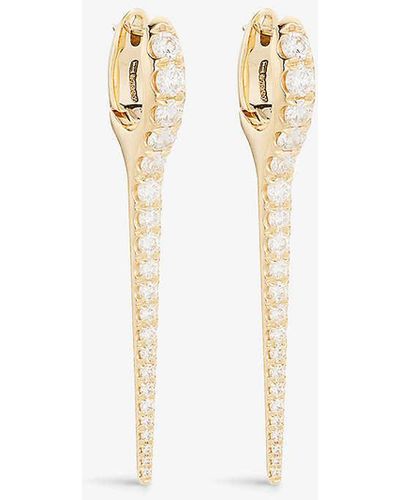 Melissa Kaye Lola Needle 18ct Yellow-gold And 1.67ct Brilliant-cut Diamond Earrings - White