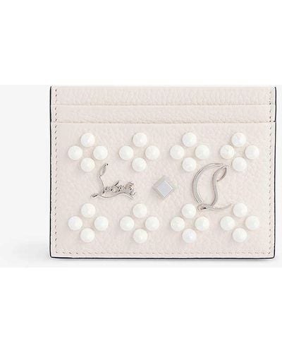 Christian Louboutin Kios Loubinthesky Embellished Leather Card Holder - White