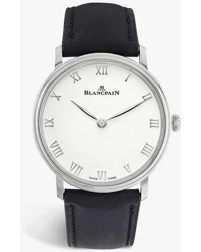 Blancpain 6605-1127-55 Villeret Ultraplate Steel And Leather Manual Watch - White