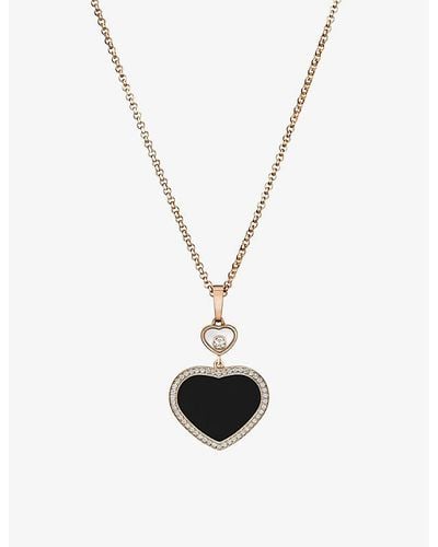 Chopard Happy Hearts 18ct Rose-gold And 0.24ct Diamond Pendant Necklace - White