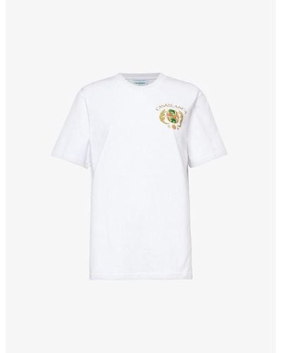 Casablancabrand Joyaux D'afrique Graphic-print Organic Cotton-jersey T-shirt - White