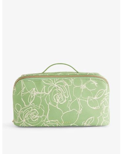 Ted Baker Dianea Floral-print Faux-leather Washbag - Green