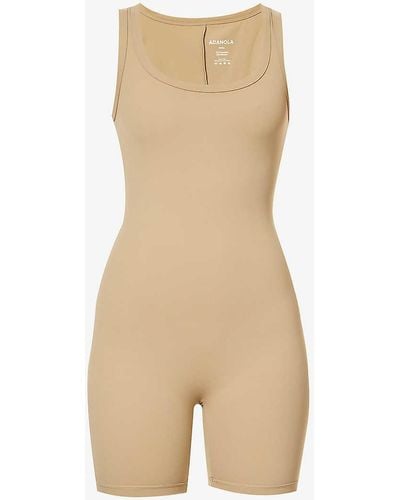 ADANOLA Ultimate Scoop-neck Stretch-woven Playsuit X - Natural