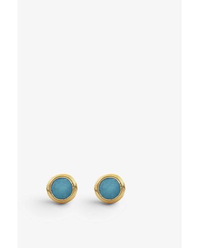 Monica Vinader Mini 18ct Recycled Yellow Gold-plated Vermeil Sterling Silver And Green Onyx Gemstone Stud Earrings - Multicolour