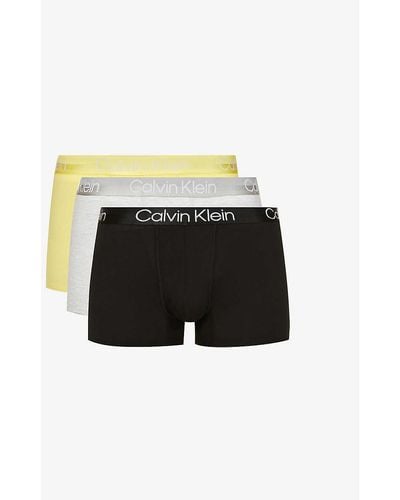 Calvin Klein Pack Of Three Logo-print Mid-rise Cotton And Recycled-polyester-blend X - Multicolour