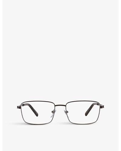 BVLGARI Bv1123 Square-frame Branded-arm Metal Optical Glasses - White