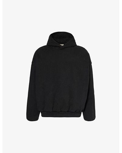 Fear Of God Brand-patch Relaxed-fit Cotton-jersey Hoody - Black