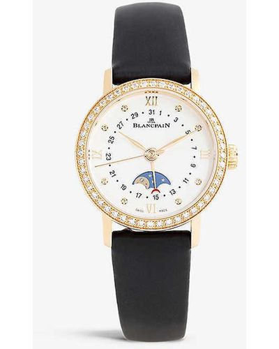 Blancpain 6106 2987 55a Villeret Quantième Phases De Lune 18ct Rose-gold, 0.99ct And 0.05ct Diamond Automatic Watch - White