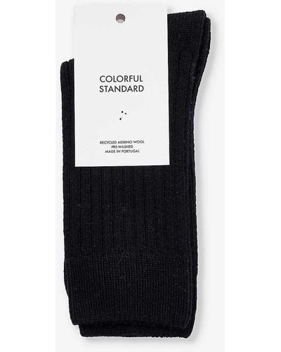 COLORFUL STANDARD Ribbed-trim Recycled-wool-blend Socks - White