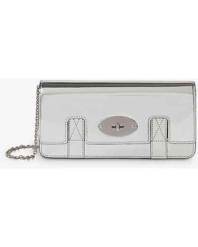 Mulberry East West Bayswater Leather Clutch Bag - Grey