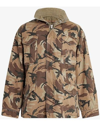 AllSaints Remo Camouflage-print Organic-cotton Jacket X - Brown
