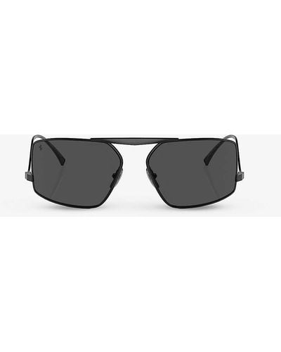 Ferrari Fh1008 Irregular-frame Metal Sunglasses - Grey