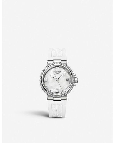 Breguet 9518st/5w/584/d000 Marine Dame Polished Stainless Steel, Diamond And Rubber Watch - White