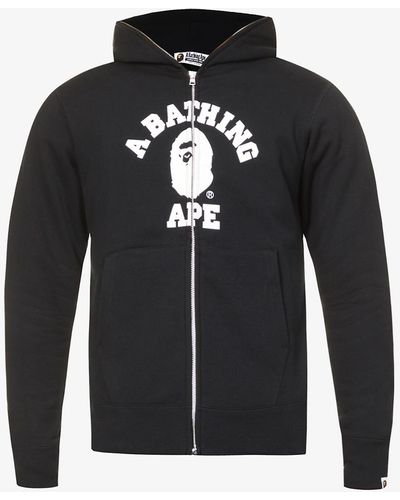 A Bathing Ape College Graphic-print Cotton-jersey Hoody - Black