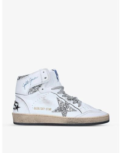 Golden Goose Sky Star 80185 Leather High-top Sneakers - White