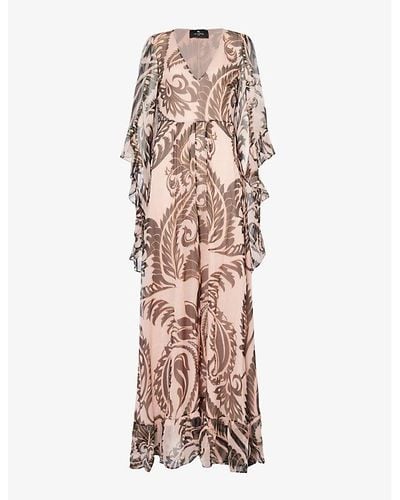 Etro Paisley-pattern V-neck Silk Maxi Dress - Pink