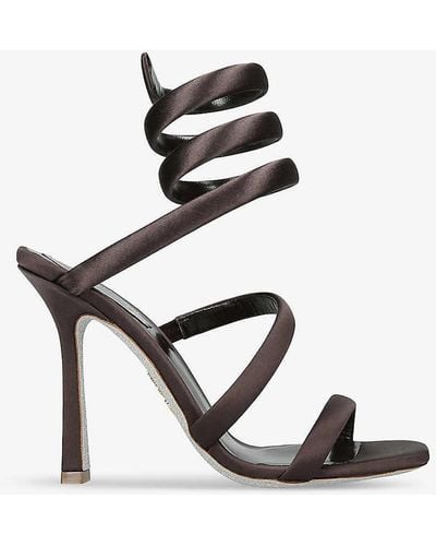 Rene Caovilla Cleo 105 Satin Heeled Sandals - Black