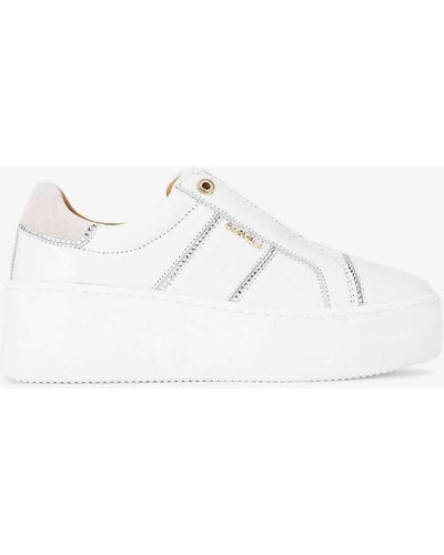 Carvela Kurt Geiger Connected Laceless Leather Low-top Flatform Trainers - White