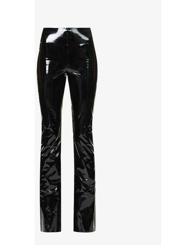 Commando Flared High-rise Patent Faux-leather Trouser - Black