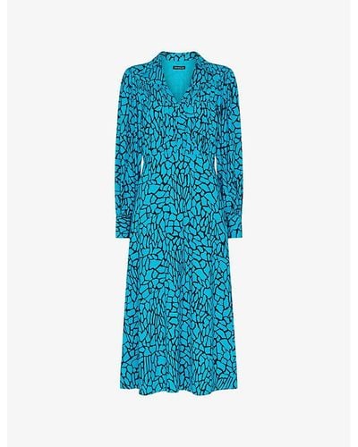 Whistles Terrazzo Geometric-print Woven Midi Dress - Blue