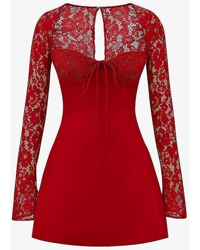 House Of Cb Jennica Underwired-cup Stretch-lace And Satin Mini Dress