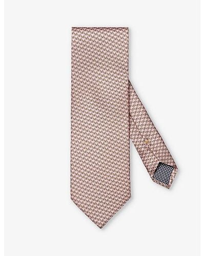 Eton Geometric-print Silk Tie - Pink