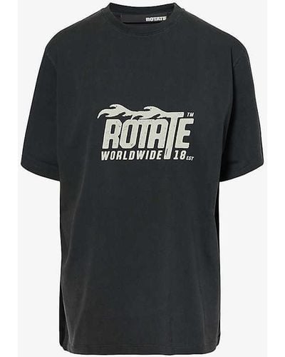 ROTATE SUNDAY Enzyme Graphic-print Organic Cotton-jersey T-shirt X - Black