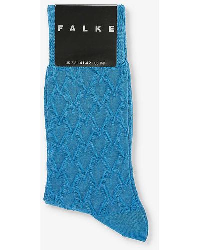 FALKE Classic Tale Logo-print Cotton-blend Knitted Socks - Blue