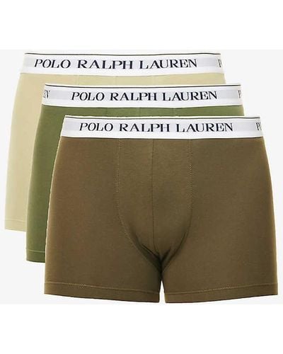Polo Ralph Lauren Pack Of Three Logo-embroidered Stretch-cotton Trunks Xx - Green