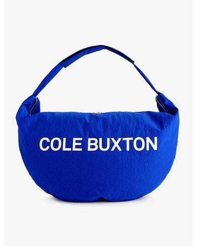 Cole Buxton Brand-print Oversized Shell Bag - Blue