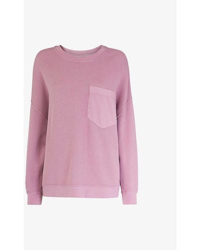 Whistles Denim-pocket Cotton-jersey Sweatshirt - Pink